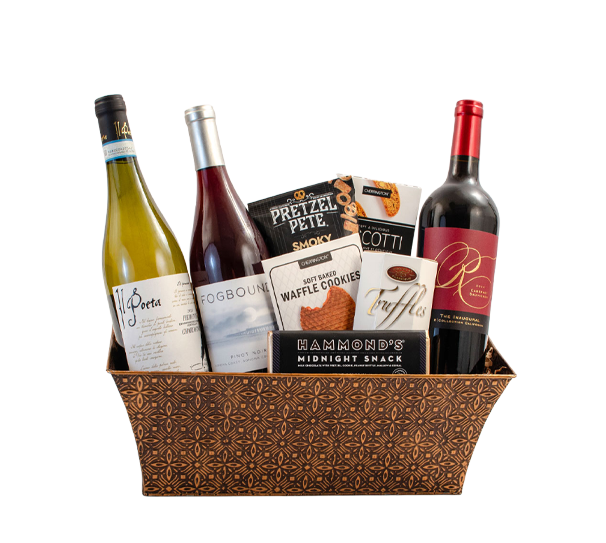 Wine Trio and Snack Gift Basket Wine Trio and Snack Gift Basket