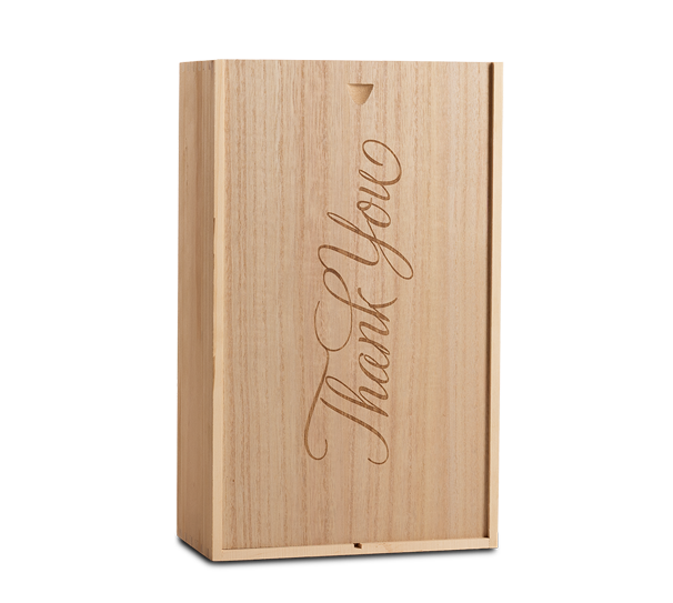 2 Bottle Wooden Box Thank You