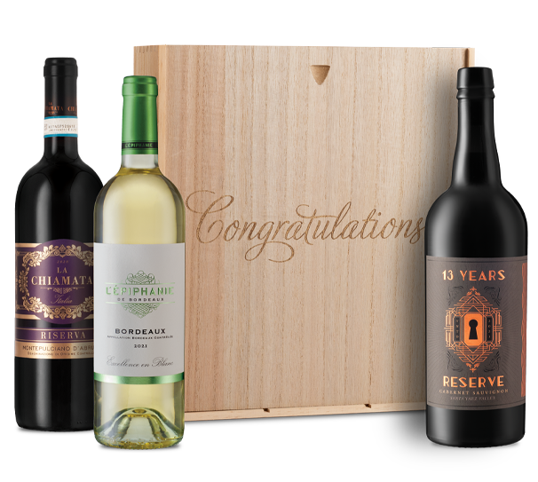 Premium Red & White in "Congratulations" Wood Box