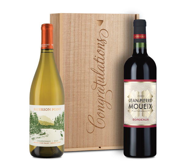 Premium Red & White in "Congratulations" Wood Gift Box